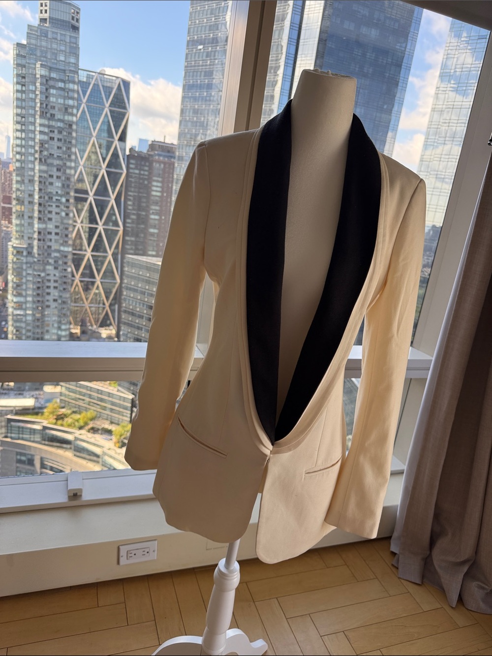 Victoria's Secret Cream Blazer with Black Shawl Collar